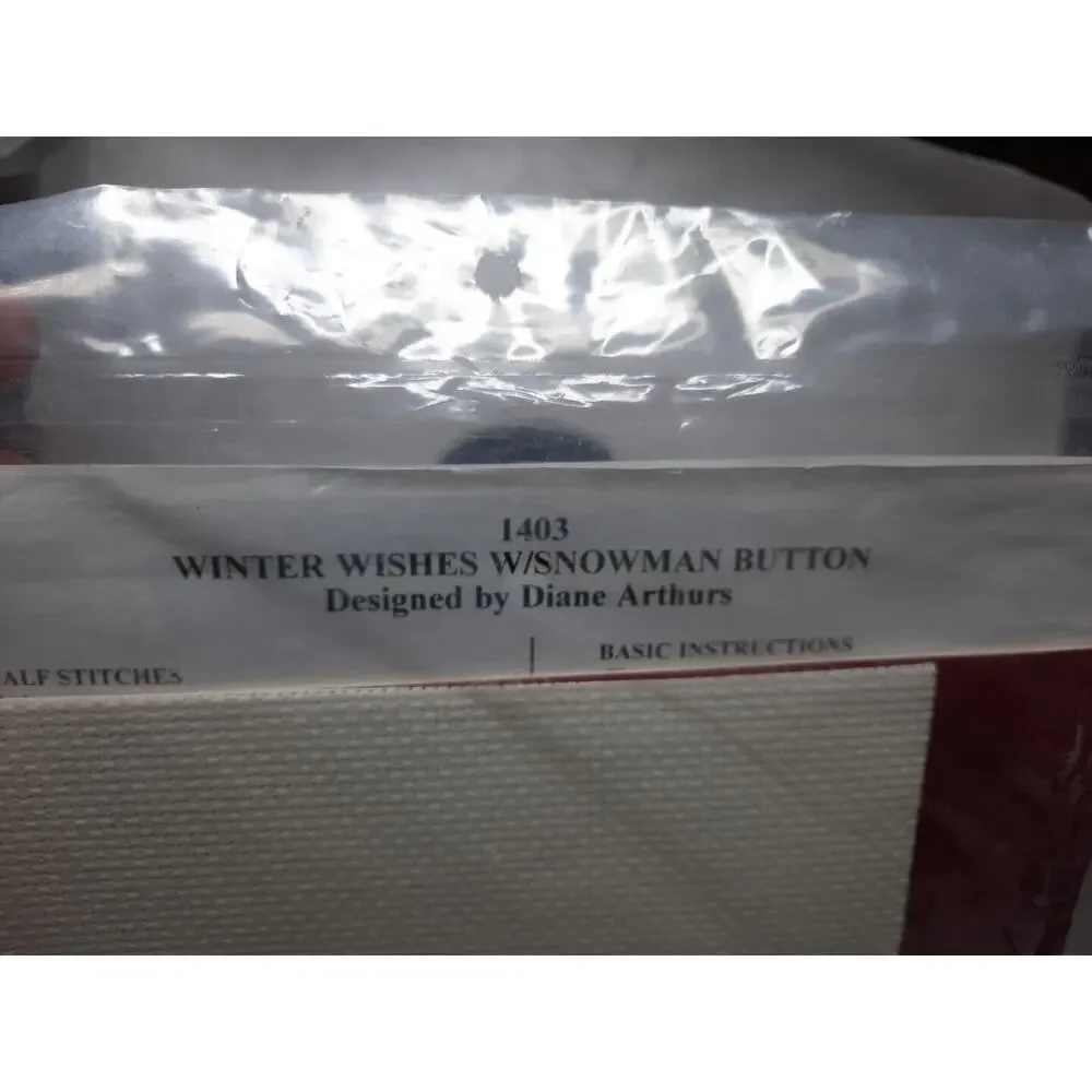Imaginating Counted Cross Stitch Kit 1403K Winter Wishes w Snowman Button